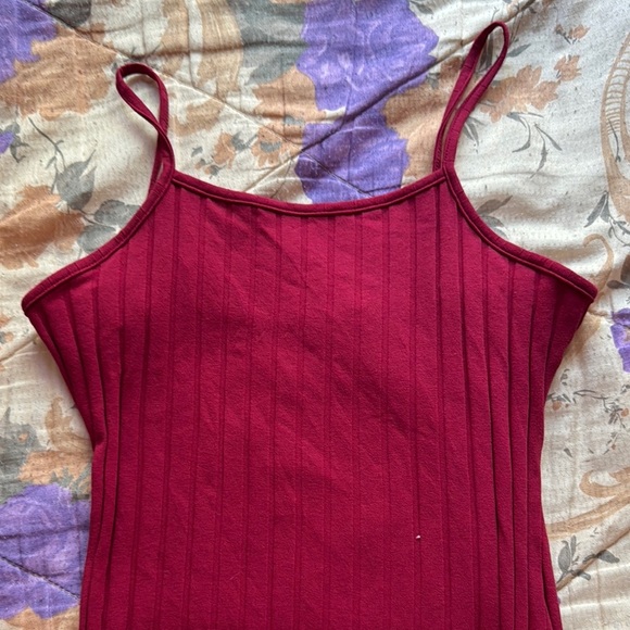 SHEIN Red Ribbed Tie Front Mini Dress - Picture 2 of 5